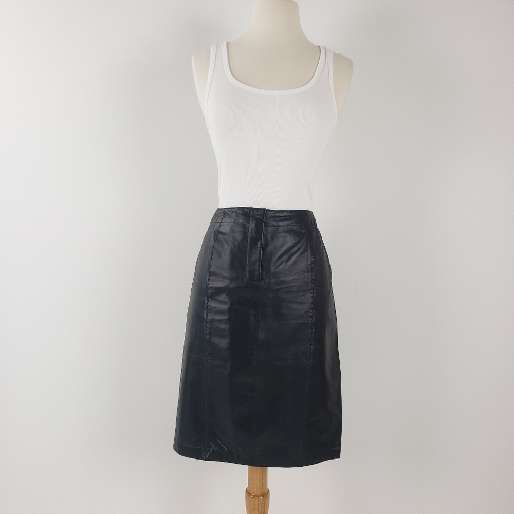 NINE WEST 100% Leather Pencil Skirt Sz 6